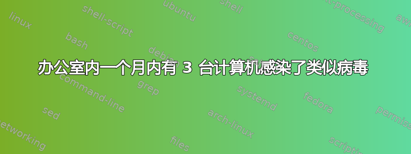 办公室内一个月内有 3 台计算机感染了类似病毒