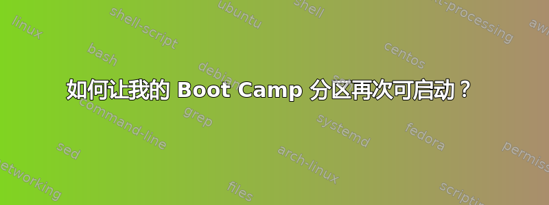 如何让我的 Boot Camp 分区再次可启动？