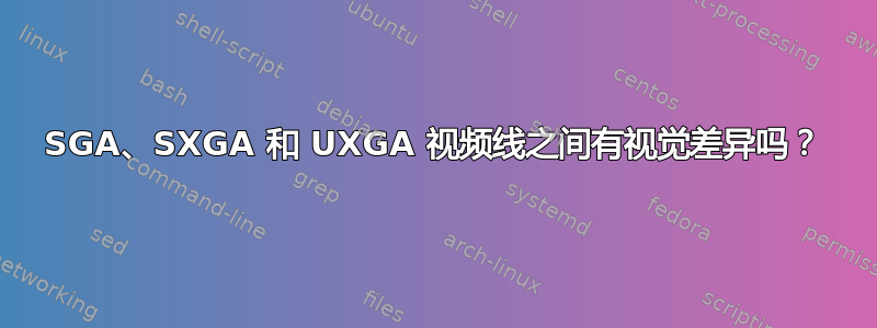 SGA、SXGA 和 UXGA 视频线之间有视觉差异吗？