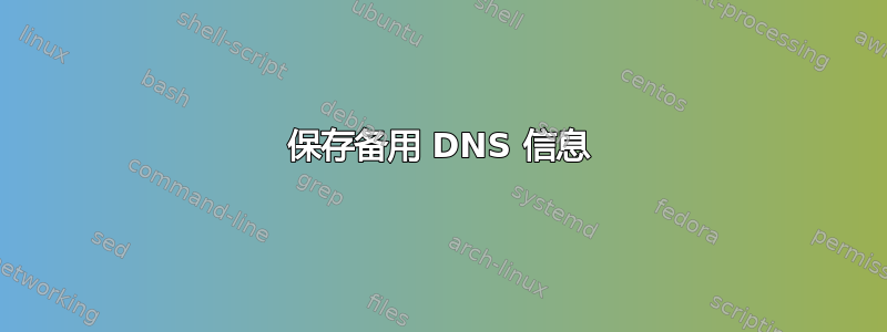 保存备用 DNS 信息