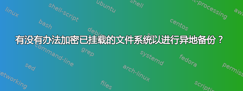 有没有办法加密已挂载的文件系统以进行异地备份？