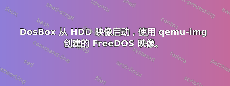 DosBox 从 HDD 映像启动，使用 qemu-img 创建的 FreeDOS 映像。