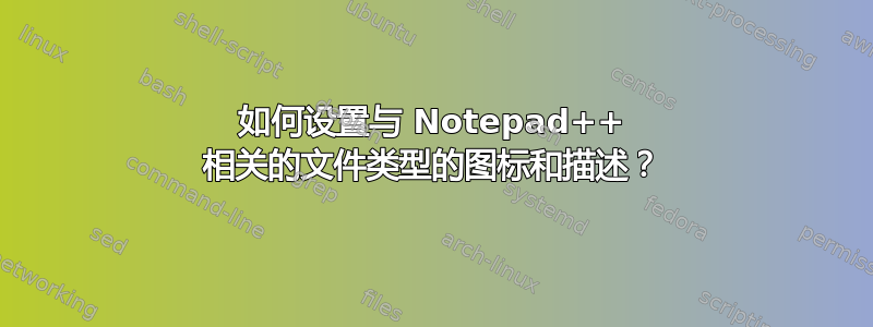 如何设置与 Notepad++ 相关的文件类型的图标和描述？