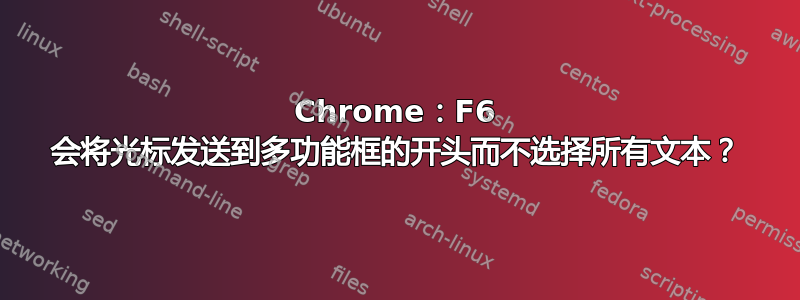 Chrome：F6 会将光标发送到多功能框的开头而不选择所有文本？