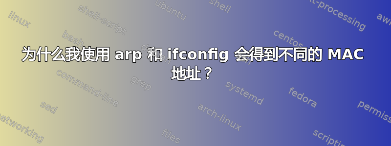 为什么我使用 arp 和 ifconfig 会得到不同的 MAC 地址？