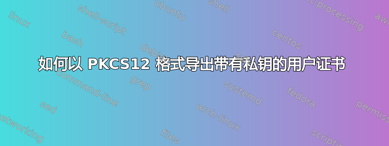 如何以 PKCS12 格式导出带有私钥的用户证书