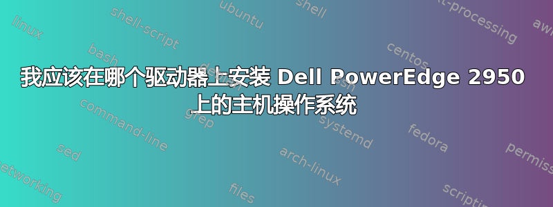 我应该在哪个驱动器上安装 Dell PowerEdge 2950 上的主机操作系统