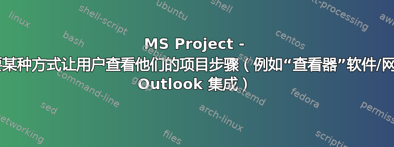 MS Project - 需要某种方式让用户查看他们的项目步骤（例如“查看器”软件/网站/ Outlook 集成）