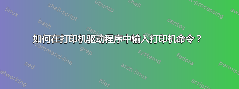 如何在打印机驱动程序中输入打印机命令？