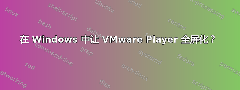 在 Windows 中让 VMware Player 全屏化？