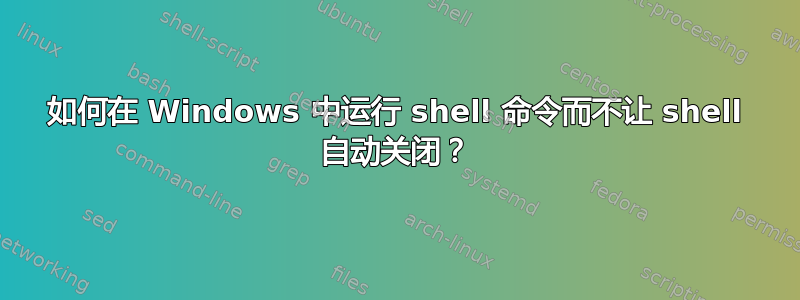 如何在 Windows 中运行 shell 命令而不让 shell 自动关闭？