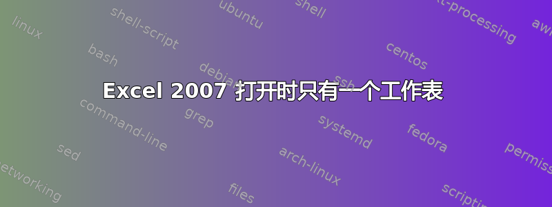 Excel 2007 打开时只有一个工作表