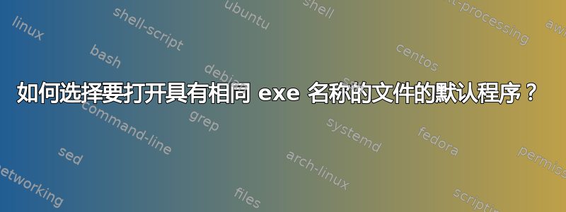 如何选择要打开具有相同 exe 名称的文件的默认程序？