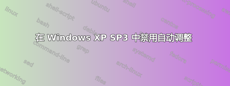 在 Windows XP SP3 中禁用自动调整