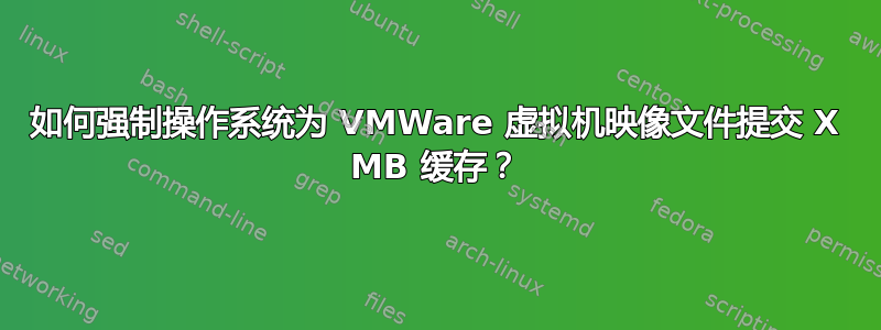 如何强制操作系统为 VMWare 虚拟机映像文件提交 X MB 缓存？