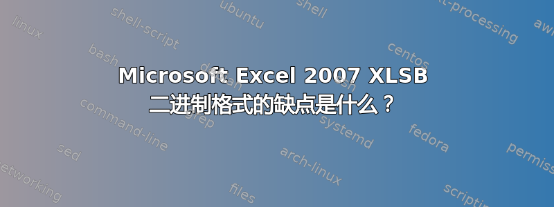 Microsoft Excel 2007 XLSB 二进制格式的缺点是什么？