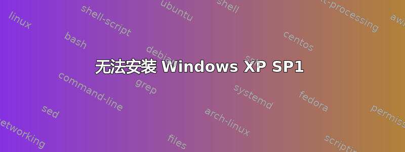 无法安装 Windows XP SP1