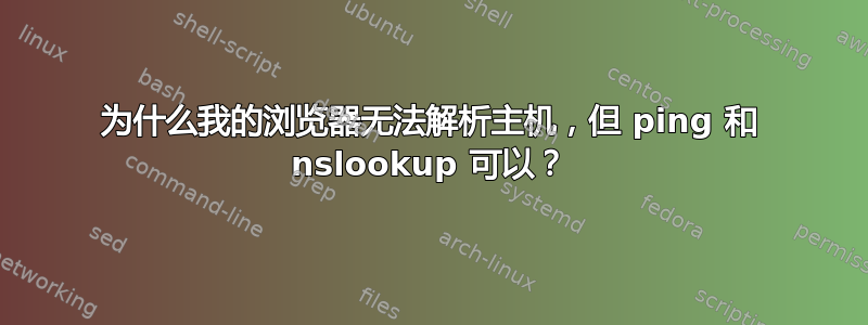 为什么我的浏览器无法解析主机，但 ping 和 nslookup 可以？