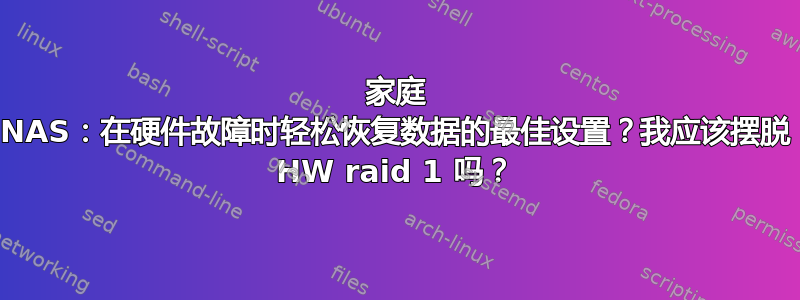 家庭 NAS：在硬件故障时轻松恢复数据的最佳设置？我应该摆脱 HW raid 1 吗？