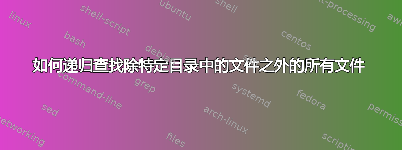 如何递归查找除特定目录中的文件之外的所有文件