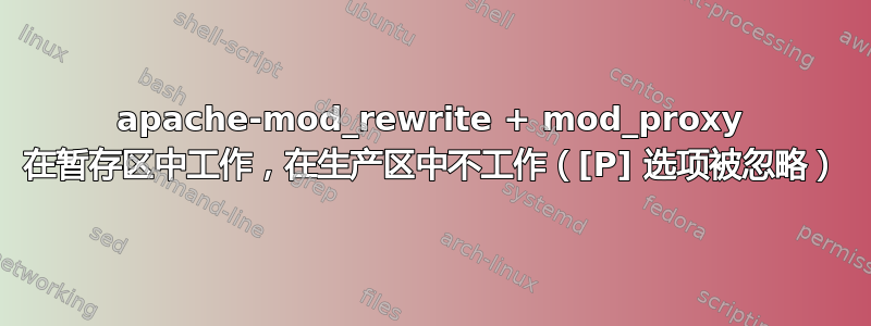 apache-mod_rewrite + mod_proxy 在暂存区中工作，在生产区中不工作（[P] 选项被忽略）