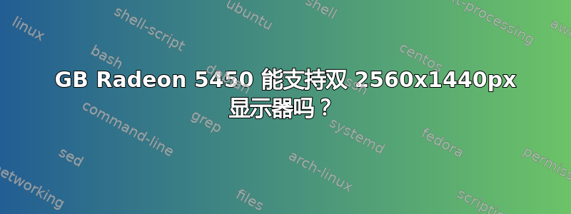 1 GB Radeon 5450 能支持双 2560x1440px 显示器吗？