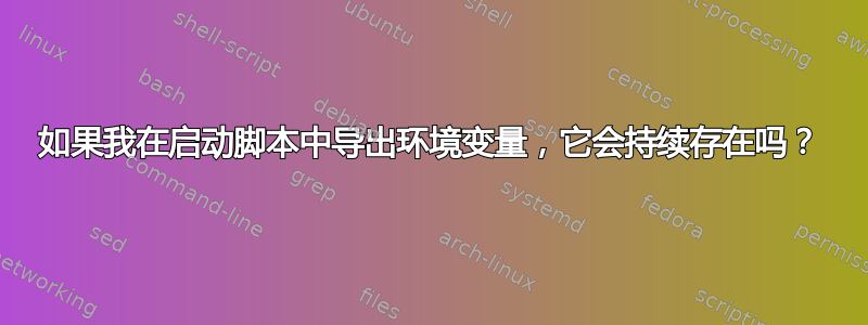 如果我在启动脚本中导出环境变量，它会持续存在吗？