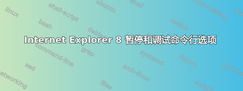 Internet Explorer 8 暂停和调试命令行选项