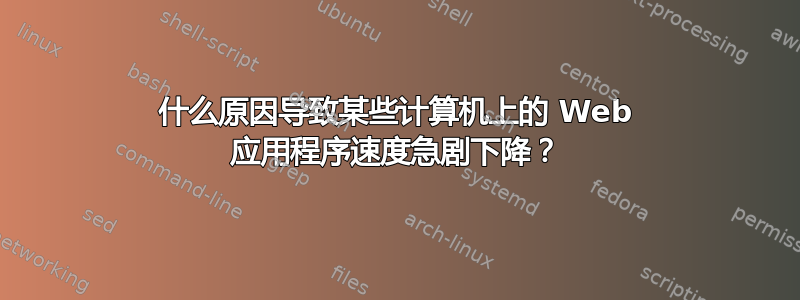 什么原因导致某些计算机上的 Web 应用程序速度急剧下降？