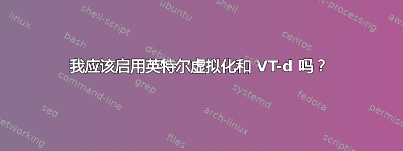 我应该启用英特尔虚拟化和 VT-d 吗？