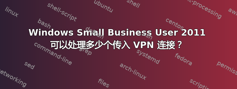 Windows Small Business User 2011 可以处理多少个传入 VPN 连接？