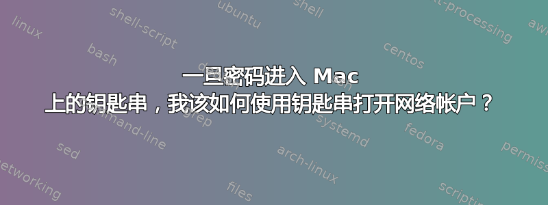 一旦密码进入 Mac 上的钥匙串，我该如何使用钥匙串打开网络帐户？