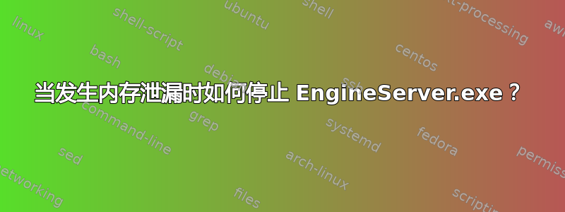 当发生内存泄漏时如何停止 EngineServer.exe？