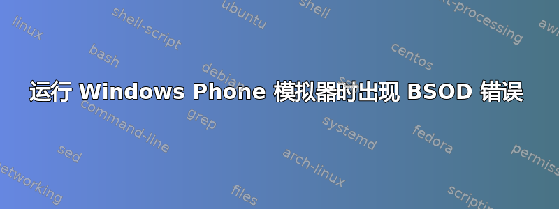 运行 Windows Phone 模拟器时出现 BSOD 错误