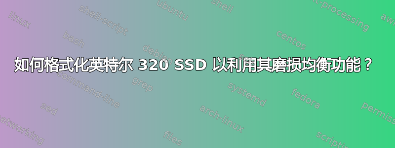 如何格式化英特尔 320 SSD 以利用其磨损均衡功能？