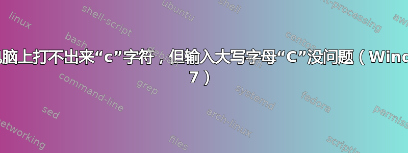 我的电脑上打不出来“c”字符，但输入大写字母“C”没问题（Windows 7）