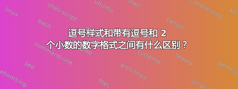 逗号样式和带有逗号和 2 个小数的数字格式之间有什么区别？