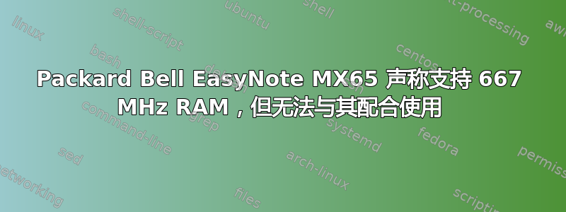 Packard Bell EasyNote MX65 声称支持 667 MHz RAM，但无法与其配合使用