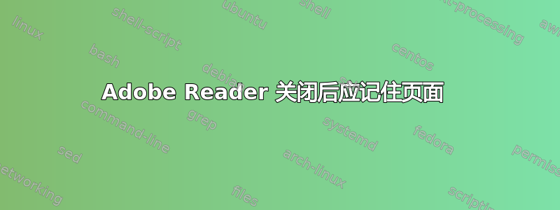 Adobe Reader 关闭后应记住页面 