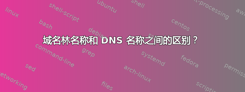 域名林名称和 DNS 名称之间的区别？