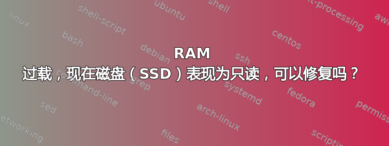 RAM 过载，现在磁盘（SSD）表现为只读，可以修复吗？