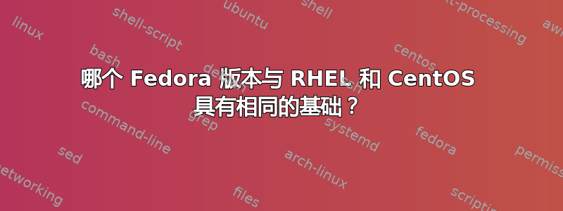 哪个 Fedora 版本与 RHEL 和 CentOS 具有相同的基础？