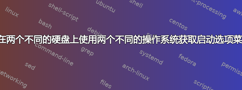 如何在两个不同的硬盘上使用两个不同的操作系统获取启动选项菜单？