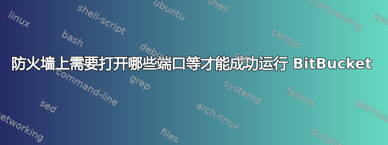 防火墙上需要打开哪些端口等才能成功运行 BitBucket