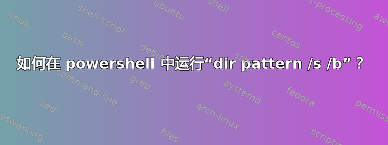 如何在 powershell 中运行“dir pattern /s /b”？