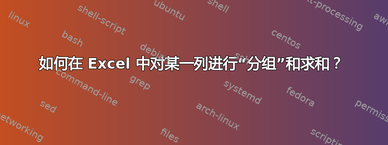 如何在 Excel 中对某一列进行“分组”和求和？