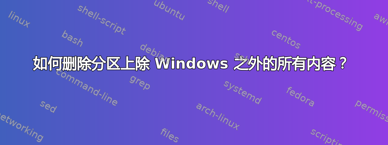 如何删除分区上除 Windows 之外的所有内容？