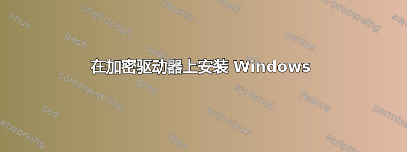 在加密驱动器上安装 Windows