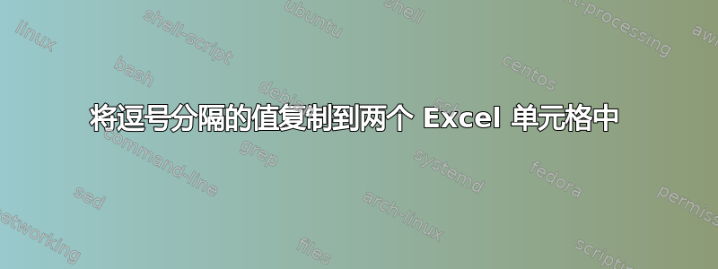 将逗号分隔的值复制到两个 Excel 单元格中