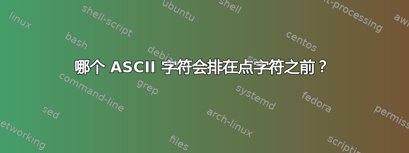 哪个 ASCII 字符会排在点字符之前？